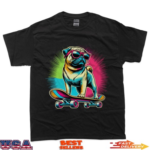 Retro skateboarding pug cool - retro,
