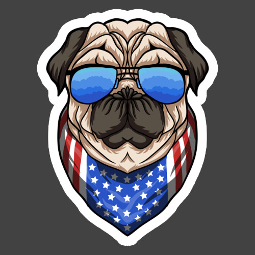 Pug sticker vinyl - sticker, usa