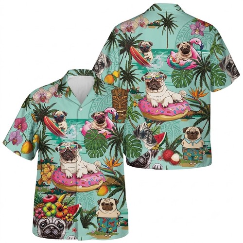 Funny pug summer beach - funny,
