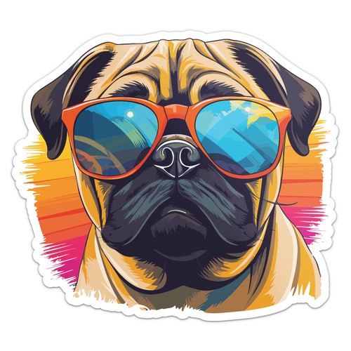 Cool pug dog sticker - dog, car