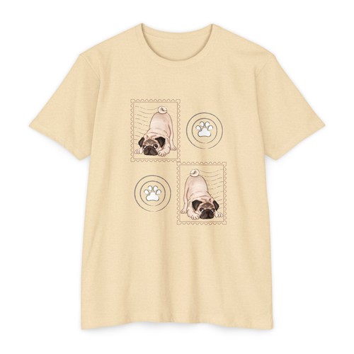 Pug paw print squares shirt - print, t-shirt