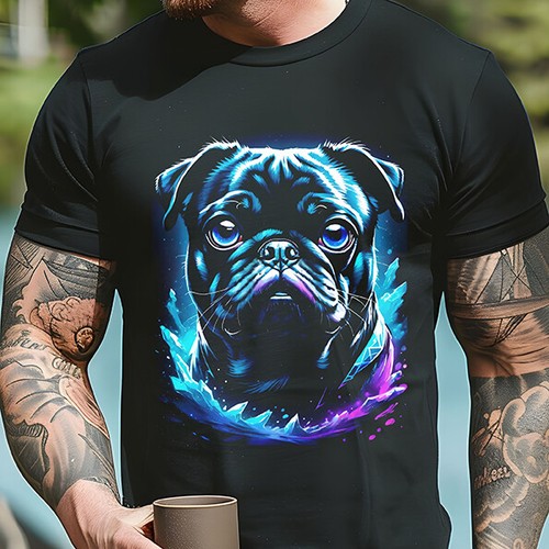 Blue pug shirt bold - blue, t-shirt