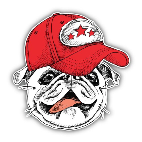 Cool pug dog face sticker - cool,