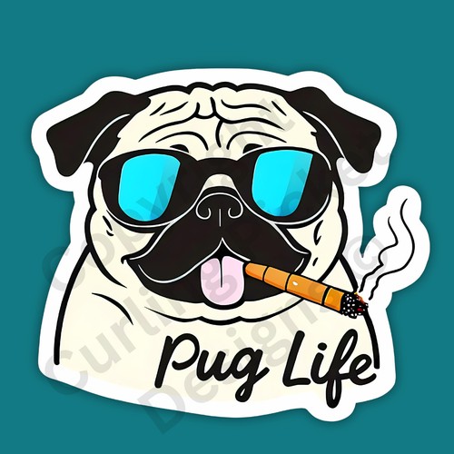 Pug life smoking - life, dog